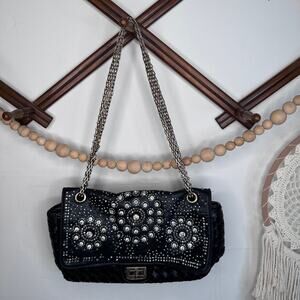 Susen Faux Leather Studded Bling Chain Clutch